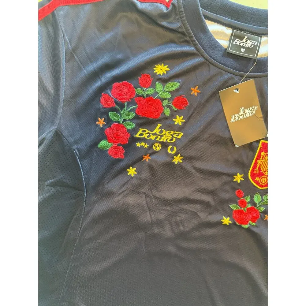Joga Bonito Spain Soccer Jersey M Navy Red Rose Embroidered #19 Football Shirt N